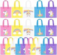 🦄 set of 20 rainbow unicorn party favor bags - reusable gift bags for boy girls' unicorn birthday party - goodie treat candy bags for unicorn themed baby shower - rainbow party favors & kids party decorations logo