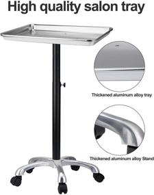 img 3 attached to Premium Height Adjustable Salon Tray on Wheels with Metal 🔧 Feet: Durable & Non-Rusting Service Tray for Hair Color and Styling