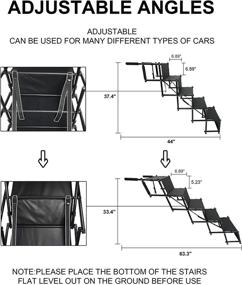 img 2 attached to 🐾 Petshug Non-Slip Dog Car Ramp - Folding Metal Frame Stairs for High Beds, Trucks, SUVs, and Cars - Adjustable Lightweight Pet Ladder Supports 150lb Large Dogs