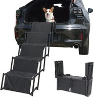 🐾 petshug non-slip dog car ramp - folding metal frame stairs for high beds, trucks, suvs, and cars - adjustable lightweight pet ladder supports 150lb large dogs logo