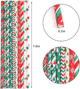 img 3 attached to 🎄 FINGOOO Christmas Paper Straws - 250 Mixed Stripe Paper Straws for Weddings, Christmas Parties, and Favors - 10 Patterns