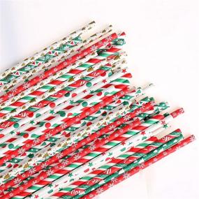 img 1 attached to 🎄 FINGOOO Christmas Paper Straws - 250 Mixed Stripe Paper Straws for Weddings, Christmas Parties, and Favors - 10 Patterns