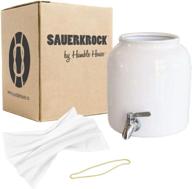 🏺 humble house sauerkrock tap kombucha crock with stainless steel spigot - 5 liter (1.3 gallon) ceramic jar in natural white for continuous brewing - enhanced seo logo
