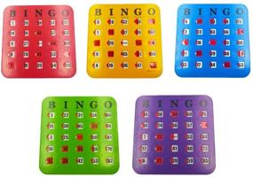 img 3 attached to 🎰 Yuanhe Easy Read Bingo Cards with Sliding Windows - Extra Thick, Stitched, Multi Color - Set of 5 Cards