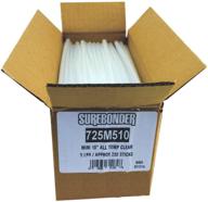 🔥 surebonder 725m510 mini size 10" clear hot glue sticks - 5 lb box: reliable crafting essential for precise applications logo