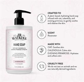 img 3 attached to 💦 J. R. Watkins Rosewater Moisturizing Gel Hand Soap: Plant-Based Ingredients, 12 oz Pump for Hydrated Hands