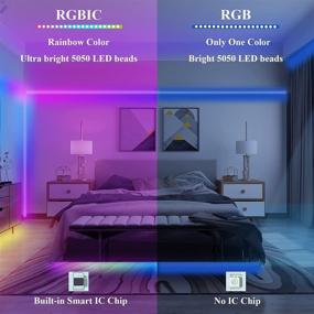 img 1 attached to 🌈 Versatile 32.8FT LED Strip Lights: RGBIC Color Changing, 300 LEDs, Waterproof – Ideal for Bedroom, Living Space, Party Decor