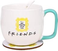 📺 friends tv show merchandise: peephole yellow frame coffee cup & mugs set - monica's door frame design, 1 cup + 1 spoon + 1 coaster – ideal gift for fans! ready to hang.… logo