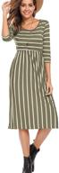 stylish and convenient: halife women's striped elastic waist casual dress with pocket logo