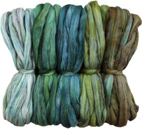img 3 attached to 🧶 Premium Hand Dyed Merino Tencel Spinning Fiber: Ultra-Soft Wool Top Roving Ideal for Hand Spinning, Felting, Blending, and Weaving. 5oz Gorgeous Variegated Mini Skeins in Greenery Shade