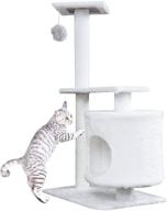 🐱 premium 30'' multi in one cat tree condo: scratching post, cave, activity centre, plush ball toys, resting perch house & bed for kittens and cats logo