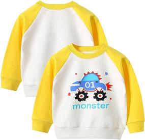 img 2 attached to 👕 Kumary Toddler Boys 3-Pack Long Sleeve T-Shirt: Cotton Winter Crewneck Dinosaurs Cars Graphic Tops Tees (2-6 Years)