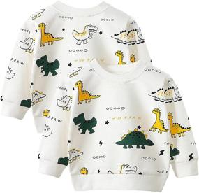 img 1 attached to 👕 Kumary Toddler Boys 3-Pack Long Sleeve T-Shirt: Cotton Winter Crewneck Dinosaurs Cars Graphic Tops Tees (2-6 Years)