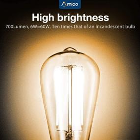 img 2 attached to 💡 Amico Регулируемая яркость винтажная светодиодная нитьовая лампа