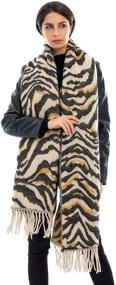 img 4 attached to 🧣 Stylish Women's Cashmere Scarves: GERINLY Bold Wild Animal Printed Blanket Scarfs for Pashmina Shawls