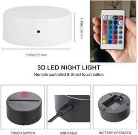 img 2 attached to 💡 Adjustable 16 Colors LED Night Light Lamp Base with Remote Control, USB Cable - Ideal for Displaying Acrylic and Plexiglass, Perfect Decorative Lights for Room, Shop, and Restaurant