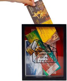 img 4 attached to 🎟️ MAGGIFT Memento Storage Boxes: Wooden Stub Shadow Box Tickets - Ticket Memory Box in Black