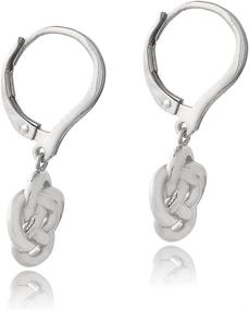 img 2 attached to 🌸 Hoops & Loops - Love Knot Flower Dangle Leverback Earrings in Sterling Silver, Black, Yellow, and Rose Flash Plating