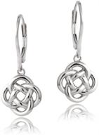 🌸 hoops & loops - love knot flower dangle leverback earrings in sterling silver, black, yellow, and rose flash plating logo