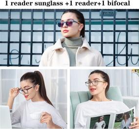 img 3 attached to 👓 Легкие бифокальные компьютерные очки для чтения с защитой от УФ-излучения 400 для женщин и мужчин, модные уличные очки с линзами, блокирующими синее световое излучение и пружинным замком.