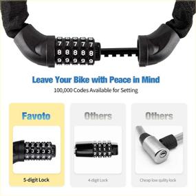 img 3 attached to 🚲 Favoto Bike Chain Lock: 5 Digit Combination Anti-Theft Bicycle Lock for Outdoor Motorcycle E-bike Bikes - 3.2 feet Long, High Security Hardened Steel