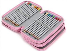 img 4 attached to 🖍️ Tracker Color Pencil: 72-Slot 4 Layer Pen Bag in Pink - Large Art Case with Multi-Layer Storage and Fixed Pen Holder for Children and Adults