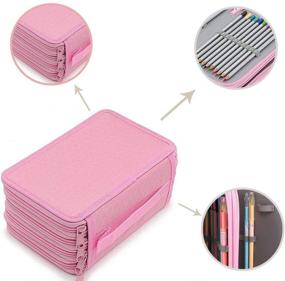 img 1 attached to 🖍️ Tracker Color Pencil: 72-Slot 4 Layer Pen Bag in Pink - Large Art Case with Multi-Layer Storage and Fixed Pen Holder for Children and Adults