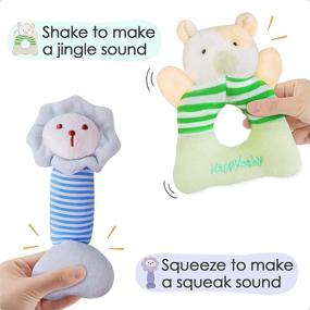 img 3 attached to 🐰 iPlay, iLearn 4 Plush Baby Soft Rattle Toys, Hand Grab Sensory Shaker, Farm Stuffed Animal Set, Infant Easter Basket Girls, Unique Newborn Shower Gifts for Boys Toddlers - 2 3 6 9 12 18 Month 1 Year Old