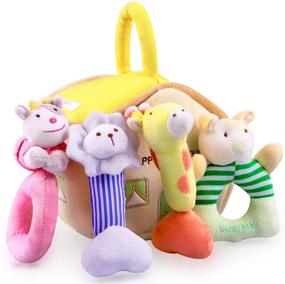 img 4 attached to 🐰 iPlay, iLearn 4 Plush Baby Soft Rattle Toys, Hand Grab Sensory Shaker, Farm Stuffed Animal Set, Infant Easter Basket Girls, Unique Newborn Shower Gifts for Boys Toddlers - 2 3 6 9 12 18 Month 1 Year Old