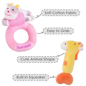 img 2 attached to 🐰 iPlay, iLearn 4 Plush Baby Soft Rattle Toys, Hand Grab Sensory Shaker, Farm Stuffed Animal Set, Infant Easter Basket Girls, Unique Newborn Shower Gifts for Boys Toddlers - 2 3 6 9 12 18 Month 1 Year Old