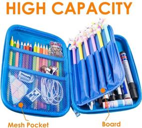 img 3 attached to 🦖 Dinosaur Pencil Case - EVA T-rex Pen Pouch Holder Bag with Large Capacity, Organizational Desk Storage Box for Students, Office, and School Supplies, Double Zippers - Green