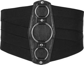 img 3 attached to Enhance Your Style with the BlackButterfly 7 Inch Wide Lattice Corset Waspie Elastic Waist Belt