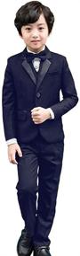 img 4 attached to Elegant Tuxedo Blazer Bowtie Set for Boys' Formal Wedding Attire