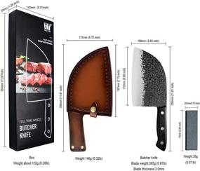 img 1 attached to 🔪 7-дюймовый сербский мясницкий нож - XYJ FULL TANG Традиционный кулинарный нож, ручной работы из высокоуглеродистой нержавеющей стали мясницкий нож для нарезки с острым широким лезвием и кожаным ножны.