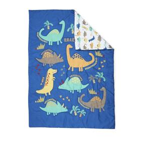 img 2 attached to 🦖 4-частный комплект постельного белья для малышей – дизайн "Рев динозавра" для постели мальчиков – включает в себя стеганое одеяло, накладку на резинке, простынь и наволочку