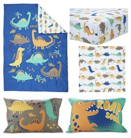 img 3 attached to 🦖 4-Piece Toddler Bedding Set – Dinosaur Roar Design for Boys Bedding – Includes Quilted Comforter, Fitted Sheet, Top Sheet, and Pillow Case