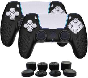 img 4 attached to 🎮 Aosai PS5 DualSense Controller Skin: Anti-Slip Silicone Grip + FPS PRO Thumb Grips - Black (2 Controller Skins + 8 Thumb Grips)