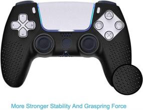 img 2 attached to 🎮 Aosai PS5 DualSense Controller Skin: Anti-Slip Silicone Grip + FPS PRO Thumb Grips - Black (2 Controller Skins + 8 Thumb Grips)
