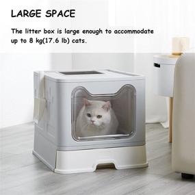 img 3 attached to 🐱 Vealind XXL Foldable Cat Litter Box: Front Entry & Top Exit Enclosure with Lid - Extra Large Space Covered Kitty Toilet Solution