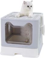 🐱 vealind xxl foldable cat litter box: front entry & top exit enclosure with lid - extra large space covered kitty toilet solution logo