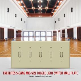 img 1 attached to 🔳 ENERLITES 5-Gang Light Toggle Switch Plate, Glossy Ivory, Mid-Size 4.88"x 10.39", Unbreakable Polycarbonate Thermoplastic, 8815M-I