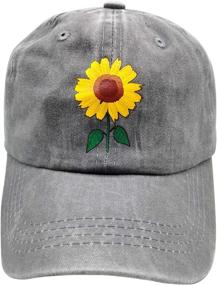 img 3 attached to 🌻 Stylish Sunflower Decal Adjustable Low Profile Hat for Teen Girls- Waldeal Teens Washed Cotton Baseball Dad Cap