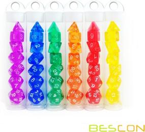 img 3 attached to 🎲 Bescon Mini Translucent Polyhedral RPG Dice Set 10MM - Compact D4-D20 in Tube Packaging, 42pcs Assorted Colored - Small Sized RPG Dice Set