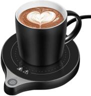 ☕ enhance your beverage experience: welltop coffee mug warmer with five temperature settings (up to 212℉/100℃) for the perfect sip, auto shut off, ideal for office/home use, black logo