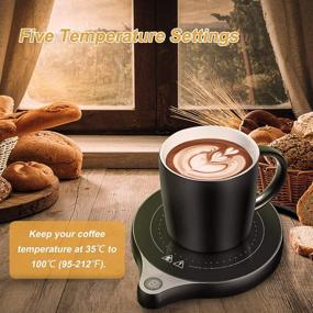 img 2 attached to ☕ Улучшите свой опыт питья напитков: Тепловая подставка для кружки welltop с пятью режимами температуры (до 100 ℃ / 212 ℉) для идеального глотка, автоматическое отключение, идеально подходит для использования в офисе или дома, черная.