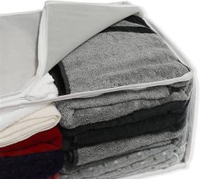 img 1 attached to 🧺 Organize Your Closet with Simple Houseware's Grey Foldable Clothing Storage Box - 3 Pack with Clear Window