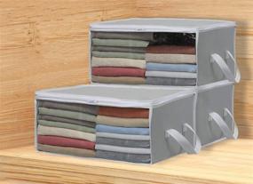 img 3 attached to 🧺 Organize Your Closet with Simple Houseware's Grey Foldable Clothing Storage Box - 3 Pack with Clear Window