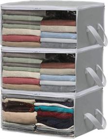 img 4 attached to 🧺 Organize Your Closet with Simple Houseware's Grey Foldable Clothing Storage Box - 3 Pack with Clear Window