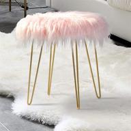 🪑 oneinmil faux fur vanity chair: pink fuzzy fluzzy stool with gold metal legs – cute seat for bedroom, 18inch round ottoman foot rest logo