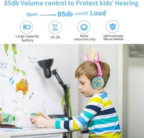 img 2 attached to 🦄 LOBKIN Unicorn Kids Cat Ear Headphones for Girls Boys Toddlers Tablet - School Supplies - Light Up Wired Kids Headphones - Foldable Ear Game Headset - Holiday Birthday Gifts (Colorful)